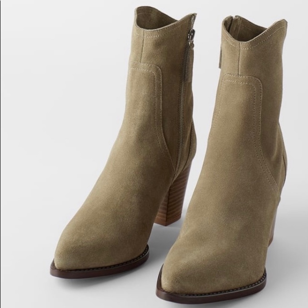 Zara Genuine Suede Leather Boots Size 10
